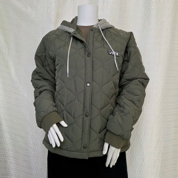 VANS MTE Board Jacket Women’s M/L Olive Hooded Puffer Retail $120 - Picture 12 of 13